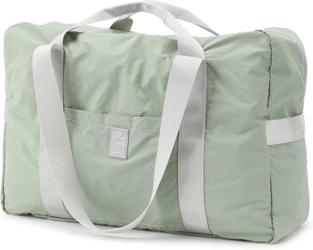 VanFn Foldable Travel Duffel Bag, Sports Duffels Gym Bag, Rainproof Nylon Totes, Sports Shoulder Handbag, Lightweight Duffle Bags For Women & Men, Outdoor Weekend Bag, P.Travel Series (Matte Green)