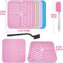 Lick Mat for Dogs and CatsCat Licking Pad with Suction Cups for Dog Anxiety ReliefDog Peanut Butter Lick Pads for Dogs Perfect for Bathing Grooming,Slow Feeders for Dogs and Cats,4Pack (pink+purple+blue+beige)