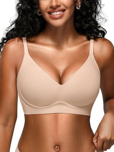 Jelly Bras for Women - S-2XL Seamless Wireless Padded Bralette with Support, Comfy Everyday T-Shirt Bra No Underwire Size XL