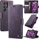 Wallet Case for Samsung Galaxy S24 Ultra Leather Wallet Flip Cover with Card Holder, Kickstand, Magnetic Closure, RFID Blocking TPU Shockproof Phone Case Compatible with S24 Ultra, Purple