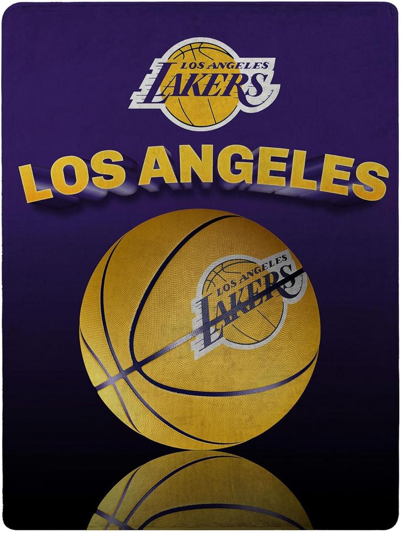 Northwest NBA Los Angeles Lakers Super Plush Micro Raschel Throw, 46" x 60", Team Colors, Grids