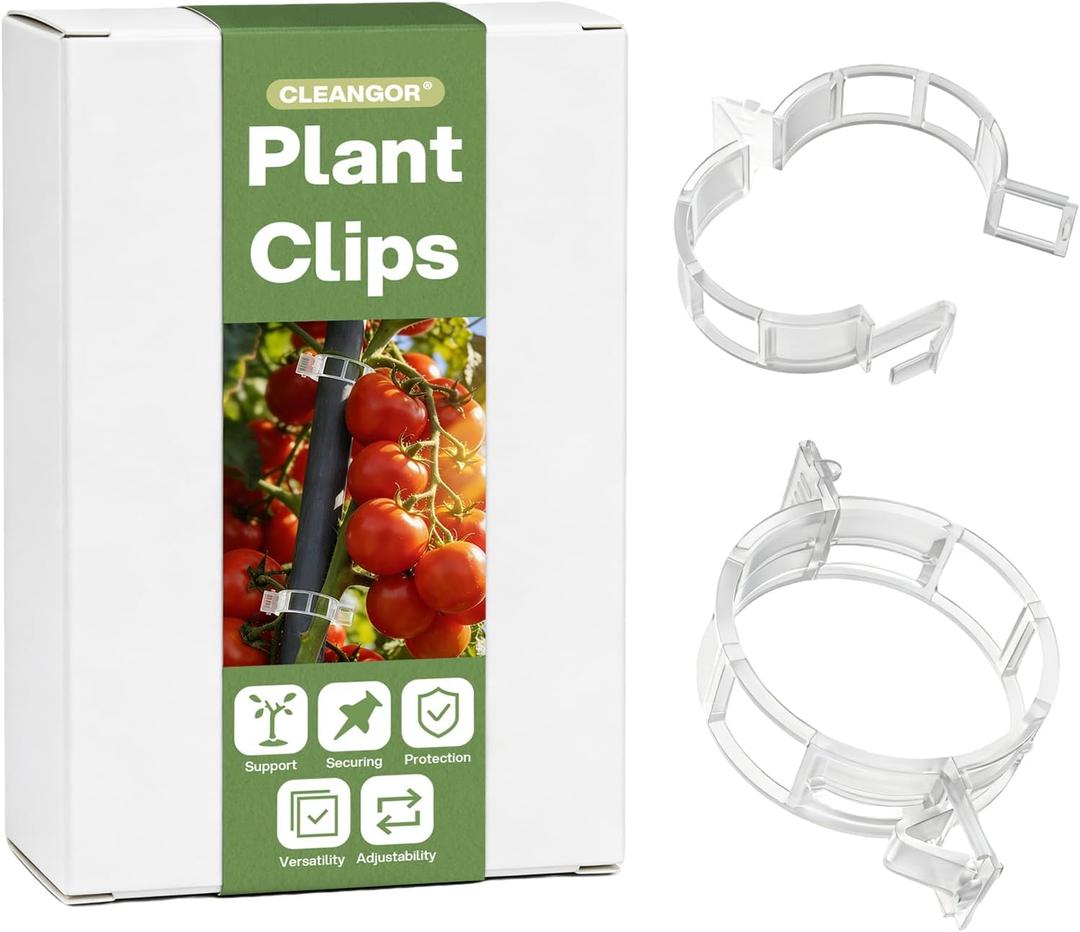 CLEANGOR 300Pcs Plant Clips, Plant Support Clips Plastic Trellis Clips Garden Plant Clips for Tomatoes, Cucumbers, Vines, Reusable Garden Clips Tomato Clips, Gardening Supplies to Grow Upright