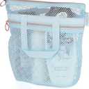 DV Lifestyle Mesh Shower Bag 10.2x9.9'' Quick-Dry Caddy with Zipper & 2 Pockets. Portable Toiletry Tote for Bathroom, Gym, Travel, Camp, Beach, for Sunscreen, Dorm & College Essentials (Blue)