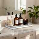 Large Bathroom Vanity Tray 13" x 8" Oak Decorative Wooden Tray for Bathroom Countertop & Vanity Organizer, Wood Tray for Perfume, Skincare & Accessories Storage, Vanity Dresser Decor Sliver & White