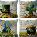 GAGEC St Patricks Day Pillow Covers 18x18 Inch Set of 4 Christian Decor Christian Pillow Covers Religious Decoration Jesus Throw Pillowcase Holiday Cushion Case for Home Sofa Couch Decor