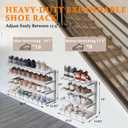 2 Pack Wall Mounted Shoe Rack, 4 Tier Hanging Shoe Rack Holds 32 Pairs, 17"-30" Adjustable Heavy Duty Wall Shoe Shelf with 4 Storage Hooks, Space Saving for Closet Entryway, White