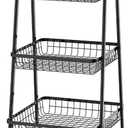 3-Tier Metal Utility Rolling Storage Cart - A-Frame Design with Wire Baskets, Swivel Casters, and Sturdy Black Finish - Organizer for Kitchen, Laundry Room, Office (29" Height)