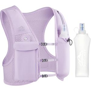 Running Vest for Women Men, USA Original Patent, Adjustable Chest Straps Running Hydration Vest with 500ml Soft Flask, Lightweight Breathable Reflective Running Vest for Marathon (X-Small-Small, Purple)