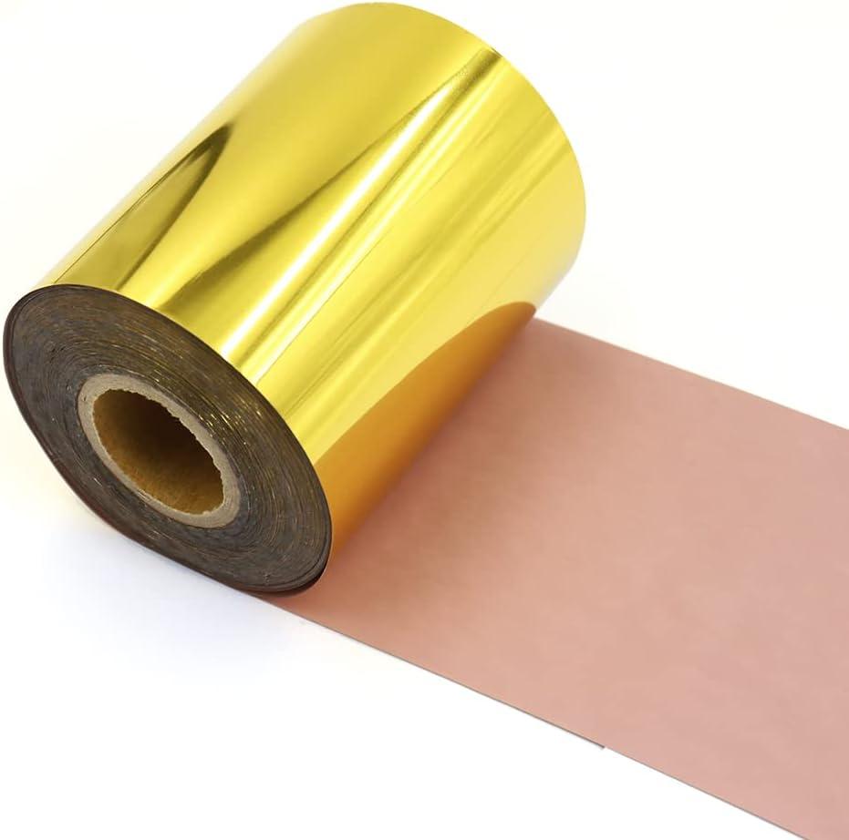 YVOKERN 8cm Gold Foil Paper Heat Transfer Film 3inch*400ft for Leather Hot foil Stamping Work, PVC and Paper Craft Embossing Bronzing