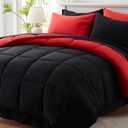 Set 2 Piece, Lightweight Bedding, Color Black-Red, 64"x88"