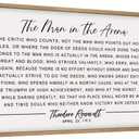 flangairy The Man In The Arena Wall Art Framed 32.3x16.5inch, Wood Motivational Wall Art for Men, Inspirational Office Decor