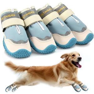 Dog Shoes for Large Dogs, Medium Dog Boots & Paw Protectors for Winter Snow, Waterproof Dog Booties for Hot Pavement, Hardwood Floors, for Rainy Blue Size 3 (#3(width 1.77 inch) for 31-38 lbs)