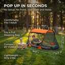 Pop up Mosquito Tent for Camping, 86.6 x 41 x 35 Inch Bug Net Tent with Instant Automatic Setup, Lightweight Portable Screen Net Fits Most Camping Cot for Outdoor Hiking Travel(Orange), 86.61 x 41.34 x 35.43"