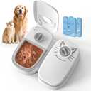 Automatic 2-Meal Cat Feeder - 48H Timed Wet Cat Food Refrigerated Dispenser with 2 Ice Packs for Puppies and Kittens in Yogurt and Canned