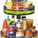 2 Tier Lazy Susan Turntable Organizer with Handle, 11.42'' Rotating Spice Rack Organization for Cabinet, Kitchen, Pantry, Countertop, Bathroom, Vanity, Gray