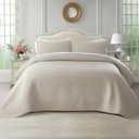 Kasentex Quilt Mini Set - Stone Washed - Super Soft Bedspread - Light Weight - - White Down Alternative Microfiber Fill - Machine Washable - Solid Colors, Full/Queen +2 Shams, Camel