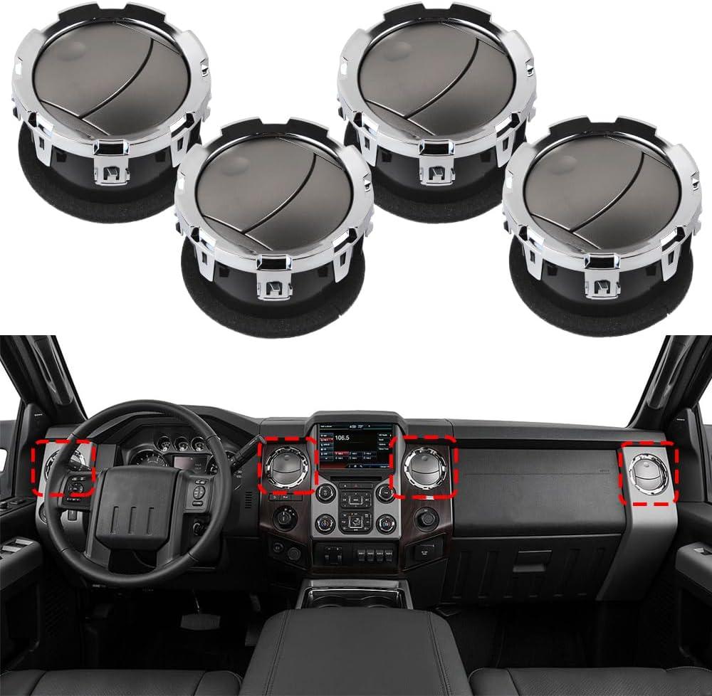 4 PCS Dashboard Air Conditioning AC Heater Vent Interior Set silver Compatible with Ford F250 F350 F450 F550 2011-2016 Replaces DC3Z-19893-BA DC3Z19893BA