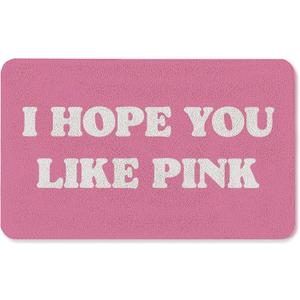 Coquette Pink Door Mat, Preppy Girly Welcome Mats for Front Door, I Hope You Like Pink Doormat Outdoor Indoor Entrance Entryway, 17x30 Inches