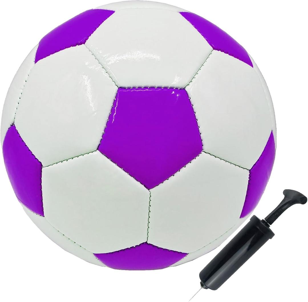 Soccer Ball Size 2 Small Pump with Needle Indoor and Outdoor Training Practice Couch School Gift for Toddlers Kids Boys Girls 3+ Years Old (Purple)