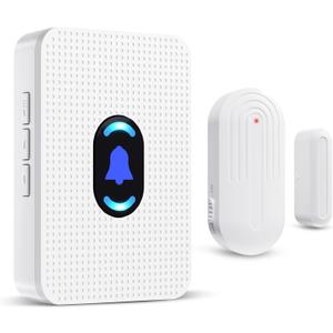 Daytech Wireless Door Sensor Chime Door Entry Chime with 800ft Range 20 Chimes 5 Adjustable Volume Door Open Chime for Business/Home/Office/Store When Entering, 1 Sensor + 1 Receiver