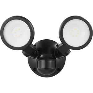 GLOBE Electric 10W Twin Head Motion Sensor LED Flood Light, 1000 Lumens, 180 Detection, 40-Ft Range, 4000K Daylight, Hardwired, Weather Resistant, 17000200 (Black, 1000 LM)