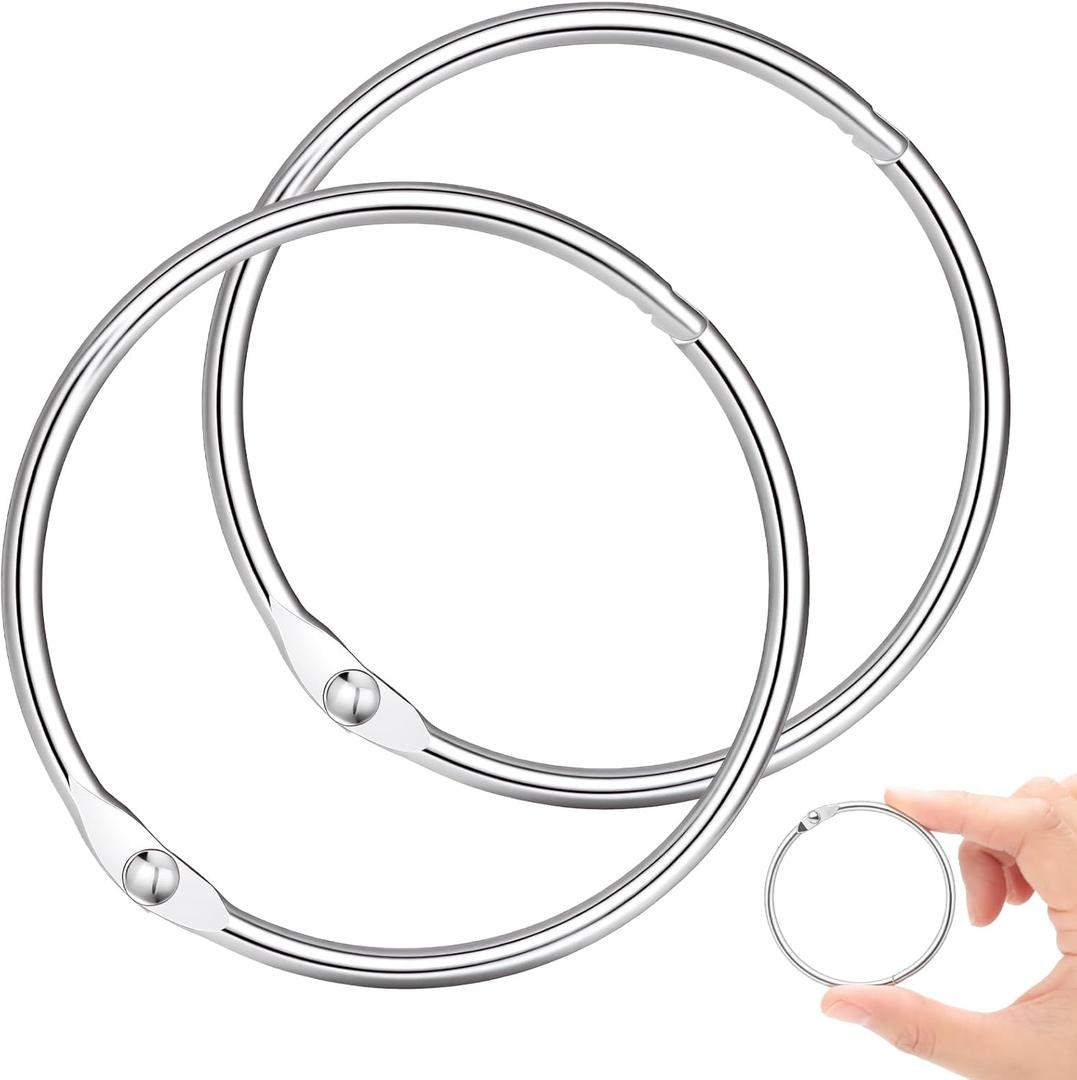 80 Pcs 2 inch Binder Rings, Loose Leaf Binder Book Rings, with Metal Nickel Plated for Key, and Index Cards, Premium Ring Clips, Paper Rings, for School, Home or Office, Silver