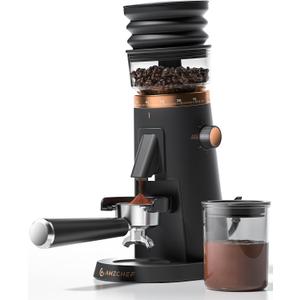 AMZCHEF Single Dose Coffee Grinder 75 Settings Burr Grinder, 40mm Conical Burr, Anti-Static & Low-Retention Design, Quiet DC Motor with Magnetic Outlet & Vacuum Dosing Cup for Espresso, French Press