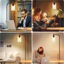 DLLT Floor Lamp Tall for Room: Black Standing Lamp with Clear Glass Lampshade for Living Room - Modern Bright Lamp for Bedroom - Industrial Corner Floor Lamps for Office 8W Led Bulb Included