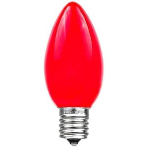 Novelty Lights Ceramic Christmas Replacement Bulbs - Outdoor Individual Bulbs for Events, Holiday Parties, Patios, and More - C7/E12 Candelabra Base, 5 Watt Lights (Red, 25 Pack)