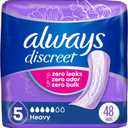 Always Discreet Adult Incontinence Pads for Women, Drier, 5 Drop Regular Length, Heavy Absorbency, Pads for Bladder Control Management, Bladder Leaks, & Postpartum Pads, 144ct