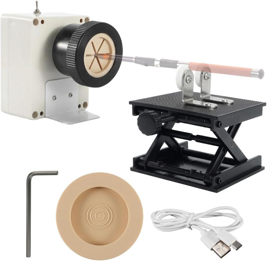 Fishing Rod Repair Kit for Rod Building & Epoxy Drying, Adjustable Speed Wrapping and Winding Tool with Rubber Chuck & Heavy-Duty Stand, Professional Rod Repair Kit