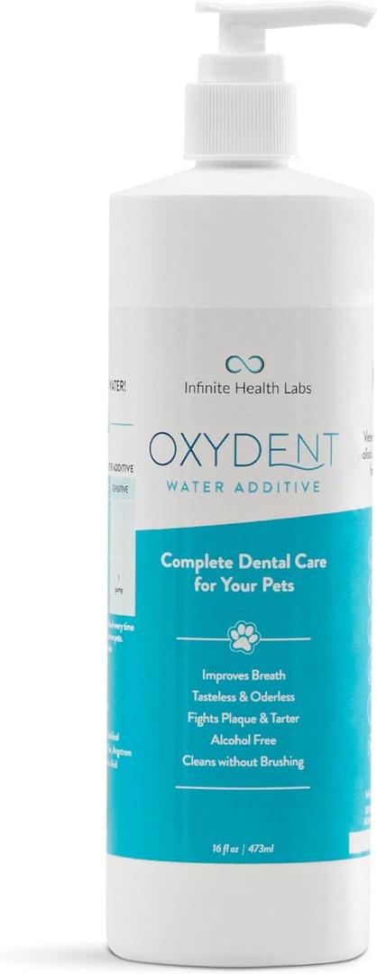 Oxydent Premium Pet Dental Care Solution - Pet Water Additive & Mouthwash for Teeth Cleaning - Eliminate Bad Dog & Cat Bad Breath - Dog Dental Rinse - Fights Tartar & Plaque (16 Ounce (Pack of 1))(BB: 04/2028) Oxydent Premium Pet Dental Care Solution - Pet Water Additive & Mouthwash for Teeth Cleaning - Eliminate Bad Dog & Cat Bad Breath - Dog Dental Rinse - Fights Tartar & Plaque (16 Ounce (Pack of 1))(BB: 04/2028)