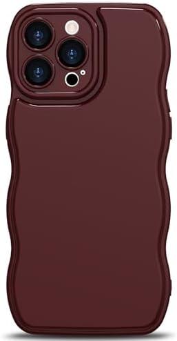 Set of 3,Anuck for iPhone 12 Pro Case Wave, Curly Frame Design for Women Girls, Cute Wavy Solid Color Aesthetic Phone Case Soft Flexible TPU Shockproof Full-Body Protective Cover 6.1" - Red