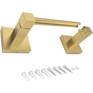 Stainless Steel Toilet Paper Holder Wall Mounted for Bathroom, Double Post Pivoting Square Tissue Holders Roll Holder Hangers Toilet Paper Stand (Gold)