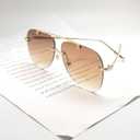 Trendy Rimless Women Aviator Sunglasses Fashion Frameless Pilot Sun Glasses Shades Unisex (Faded Brown)