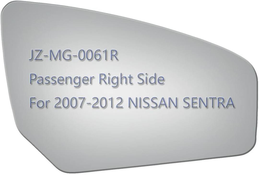JZSUPER Side Mirror Glass fit for 2007 2008 2009 2010 2011 2012 Nissan Sentra Passenger Right Side RH Convex, Including Adhesive (Non Towing Mirror Glass) (Non Heated)
