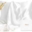 Bedsure 100% Mulberry Silk Pillowcase for Hair and Skin,White Silk Pillow Case with Hidden Zipper, Gifts for Women Men, King Size Single Pack,20x36 Inches