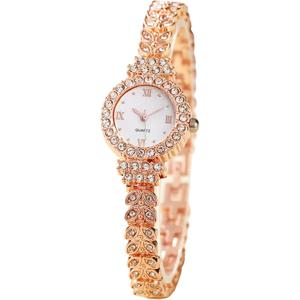 Womens Diamond Watch with Diamond Studded Bracelet Sparkling Round Dial Luxury Quartz Dress and Everyday Wristwatch Elegant Gift