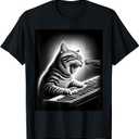 Musician Piano Player Funny Cat Playing Keyboard Men Women Kids T-Shirt