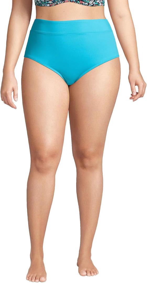 Lands' End Women's Tummy Control High Waisted Bikini Bottoms (18, Turquoise)