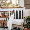 LVTXIII Outdoor Throw Pillows 18x18 Patio Waterproof Square Pillows with Piping Fade Resistant Accent Pillow for Spring Summer Garden Decoration, Set of 2, Cabana Black