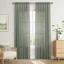 Joywell Desert Sage Back Tab Rod Pocket Linen Curtains 84 Inches Long 2 Panels for Living Room Bedroom Neutral Boho Farmhouse Rustic Light Filtering Semi Sheer Curtains Window Treatment 52x84