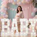 Pooqla 2.4FT Baby Marquee Letters for Baby Shower Decoration for Girl Boy, Large Light Up Letters for Gender Reveal Decorations Party Backdrop Decor, Warm White Letter Baby