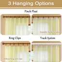 MAIHER 108 Inch Light Yellow Pleated Sheer Curtains with Hooks 2 Panels, 42"W x 108"L