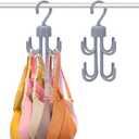 3Pcs Tank Top Hanger, Rotatable Bra Hangers for Closet Organizer, Max 72 Storage Capacity Belt Hanger, Plastic Space Saving Closet Organizers Apartment Dorm Essentials for Bra (2, Grey)