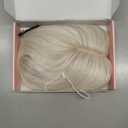 Flufymooz 100% Real Human Hair Toppers, 12 Inch Human Hair Toppers for Thinning Hair Large Hand-woven Area 360 Coverage Natural Hairpiece Wiglet for Women Daily 5"x3" Silk Base (Silver White)