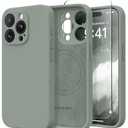 SuydanBox Magnetic for iPhone 15 Pro Max Case, Compatible with MagSafe, [Full Camera Protection][Screen Protector] Silicone Shockproof Protective Phone Case for iPhone 15 Pro Max 6.7", Calke Green