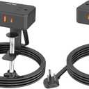 Desk Clamp Power Strip, 2 Pack Desktop Mount Charging Station with 4 Outlets 4 USB Ports (2 USB C), 10Ft Under Desk Power Strip, Fits 2.75" Tabletop Edge, Extension Cord for Home Office, Black