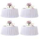 4 Pack White Round Tablecloths 108in White Round Table Cloth for Wedding Birthday Party Bridal Shower Reusable Washable Polyester Circle Table Cover for Kitchen Dining Buffet Cake Banquet Decorations