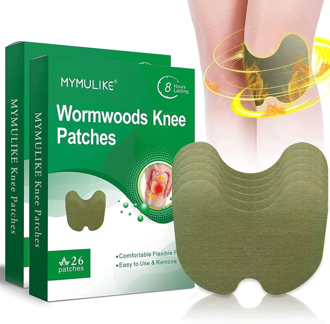 52 Count Knee Patches, Warming Herbal Patches for 8H Long Lasting Reducing of Joint Uncomfortable, Wormwood Extract Sticker for Knee, Back, Neck, Shoulder